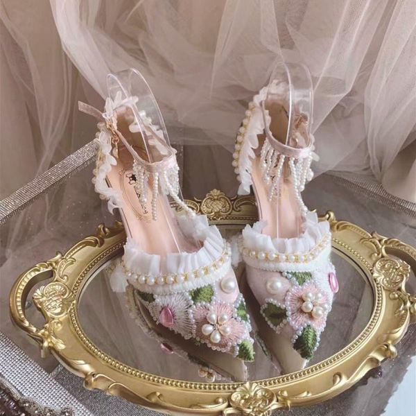 dress shoes sweet women's satin embroidery beads pearls decor high heels pointed toe pumps party l23, Black
dress shoes sweet women's satin embroidery beads pearls decor high heels pointed toe pumps party l23, Black