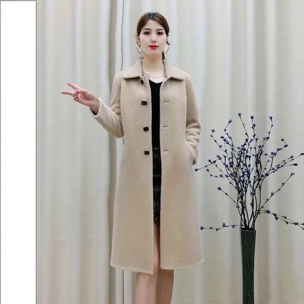 women's fur & faux winter coat 2021 small particle sheep shearing women long wool blended jacket autumn plus size, Black
women's fur & faux winter coat 2021 small particle sheep shearing women long wool blended jacket autumn plus size, Black
