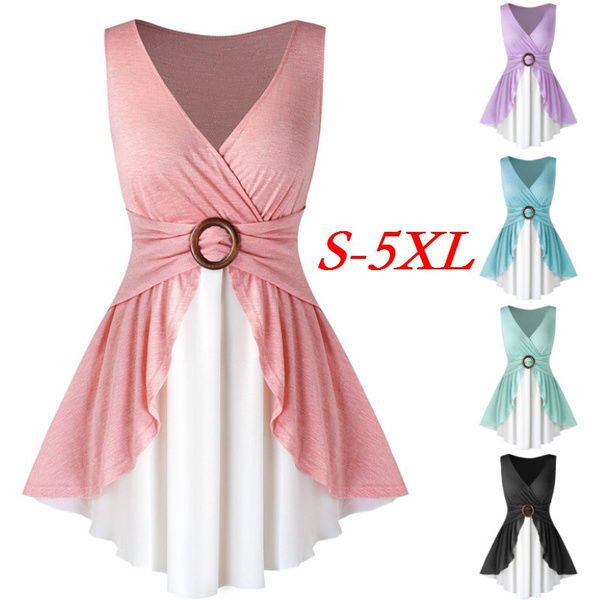 summer fashion women casual sleeveless t shirts v neck tunic dress slim overlap two tone tunic tank plus size, Black
summer fashion women casual sleeveless t shirts v neck tunic dress slim overlap two tone tunic tank plus size, Black