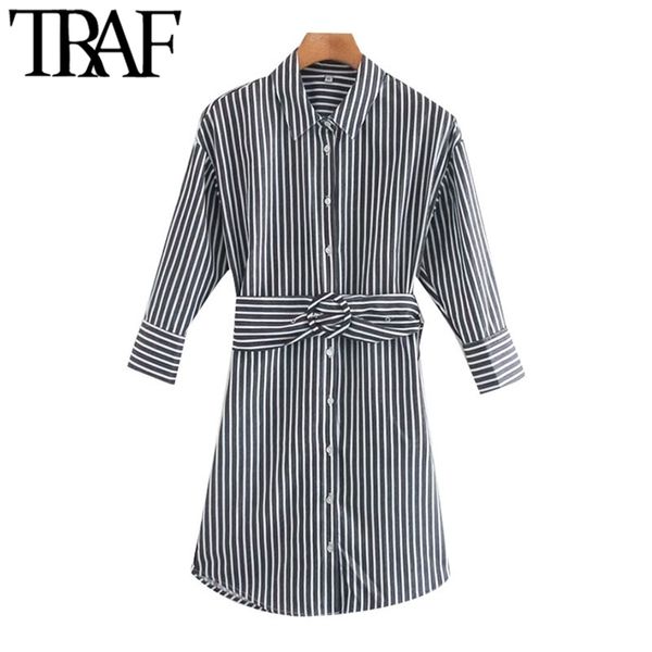 women chic fashion with belt striped loose mini shirt dress vintage three quarter sleeve female dresses mujer 210507, Black;gray
women chic fashion with belt striped loose mini shirt dress vintage three quarter sleeve female dresses mujer 210507, Black;gray