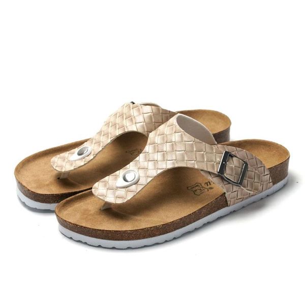 men's cork slippers 2021 weaving lovers herringbone casual beach shoes, Black