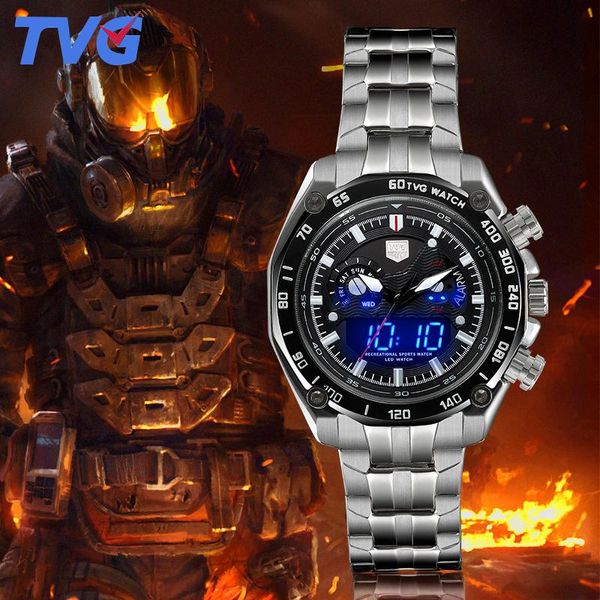 wristwatches men watch stainless steel japan quartz dual movement led display sport waterproof 5 bar military watches male clock tvg3168, Slivery;brown
wristwatches men watch stainless steel japan quartz dual movement led display sport waterproof 5 bar military watches male clock tvg3168, Slivery;brown