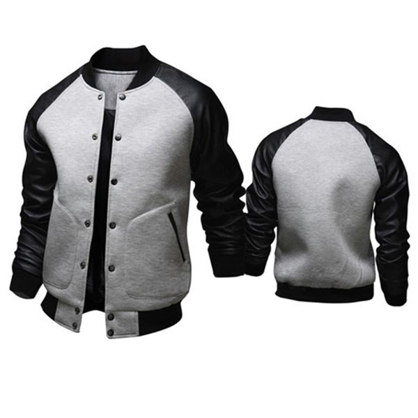 2019 new large pocket leather sleeve men's baseball jacket british fashion stand collar jacket j04, Black;brown
2019 new large pocket leather sleeve men's baseball jacket british fashion stand collar jacket j04, Black;brown