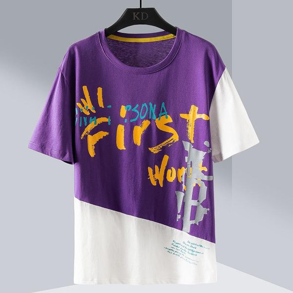 men's t-shirts tehezad men cotton t-shirt summer 2021 patchwork purple casual o-neck hip hop half sleeve tee, White;black
men's t-shirts tehezad men cotton t-shirt summer 2021 patchwork purple casual o-neck hip hop half sleeve tee, White;black