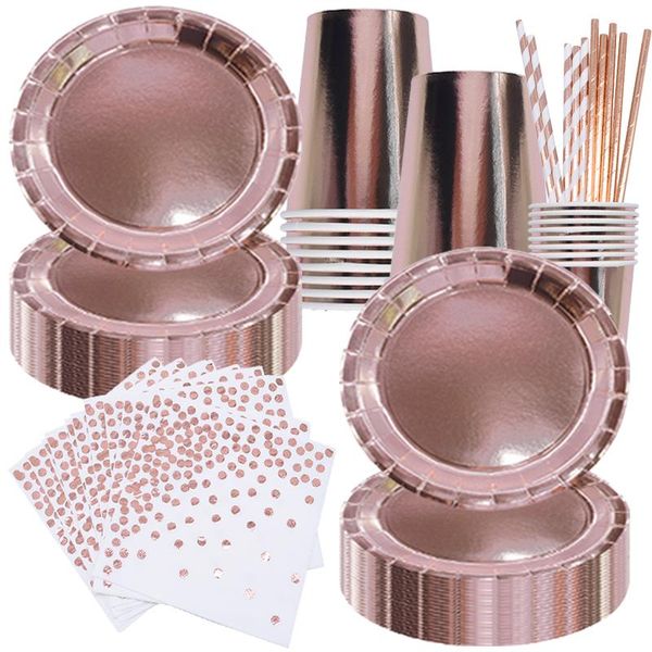 disposable dinnerware baby shower rose gold party tableware kit plate cup straw for wedding/engagement/birthday christmas dinner
disposable dinnerware baby shower rose gold party tableware kit plate cup straw for wedding/engagement/birthday christmas dinner