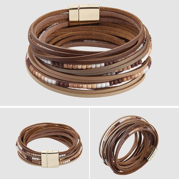 tennis 39cm cuff multilayer girl gift handmade wrap bead jewelry multicolour leather magnet buckle bangle, Golden;silver
tennis 39cm cuff multilayer girl gift handmade wrap bead jewelry multicolour leather magnet buckle bangle, Golden;silver