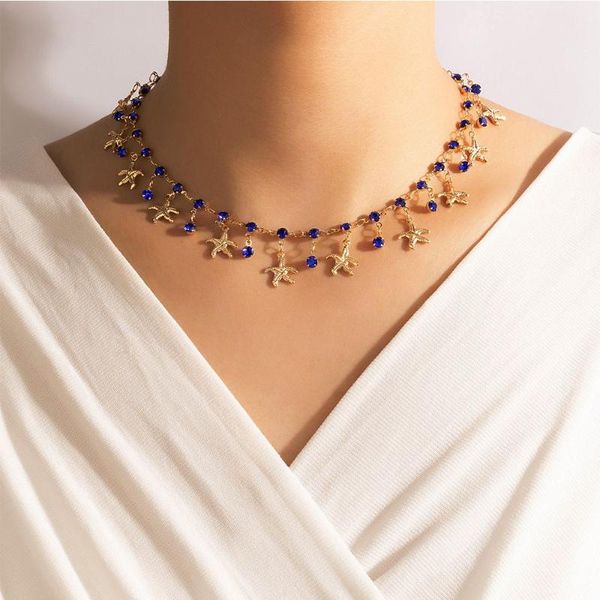 chains romantic blue rhinestone starfish pendant necklace for women girl bohemian summer beach choker jewelry, Silver
chains romantic blue rhinestone starfish pendant necklace for women girl bohemian summer beach choker jewelry, Silver