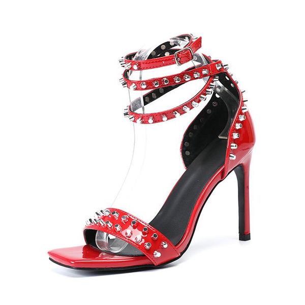carpaton est red patent leather high heel shoes 2021 open toe rivets studded thin heels sandal woman ankle strap shoe sandals, Black
carpaton est red patent leather high heel shoes 2021 open toe rivets studded thin heels sandal woman ankle strap shoe sandals, Black