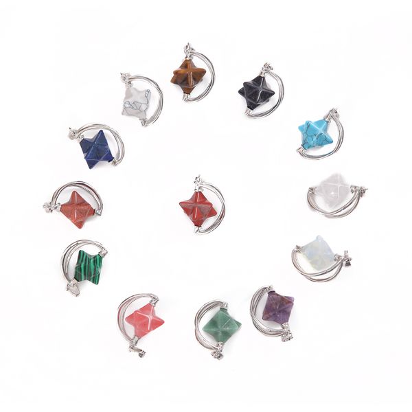 natural crystal quartz rotate merkaba star stone chakra pendant necklace hexagonal pointed energy reiki healing for women men, Silver
natural crystal quartz rotate merkaba star stone chakra pendant necklace hexagonal pointed energy reiki healing for women men, Silver