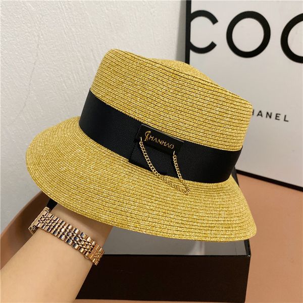 chain concave fisherman's women's summer wide brim cover bucket hat fine grass densified uv sunscreen straw hat, Yellow
chain concave fisherman's women's summer wide brim cover bucket hat fine grass densified uv sunscreen straw hat, Yellow