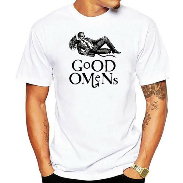 men's t-shirts good omens crowley t-shirt, women's size s-xxl gym tee shirt, White;black
