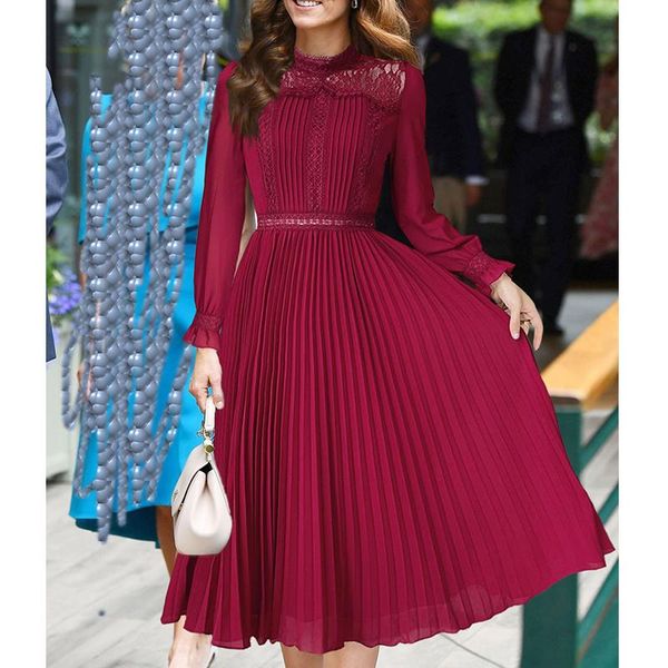 casual dresses fashion designer 2021 autumn dress women wine red black lace pleated long sleeve elegant slim party, Black;gray
casual dresses fashion designer 2021 autumn dress women wine red black lace pleated long sleeve elegant slim party, Black;gray