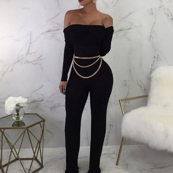 women's jumpsuits & rompers women long sleeve slash neck high waist jumpsuit 2021 autumn winter fashion black solid body, Black;white
women's jumpsuits & rompers women long sleeve slash neck high waist jumpsuit 2021 autumn winter fashion black solid body, Black;white