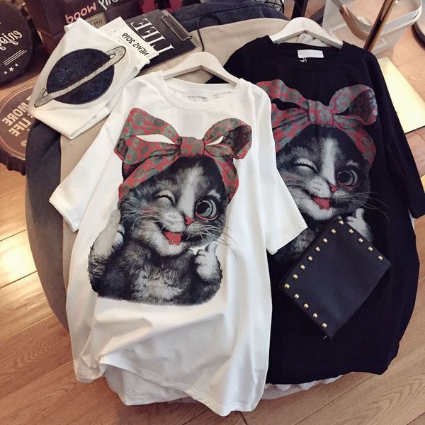 women's t-shirt summer cotton short sleeve let loose korean casual female t-shirt around the neck print for woman 6403, White
women's t-shirt summer cotton short sleeve let loose korean casual female t-shirt around the neck print for woman 6403, White