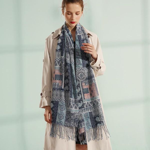 scarves 2021 women's national style printing tassel long scarf sunscreen silk shawl luxury gift, Blue;gray
scarves 2021 women's national style printing tassel long scarf sunscreen silk shawl luxury gift, Blue;gray