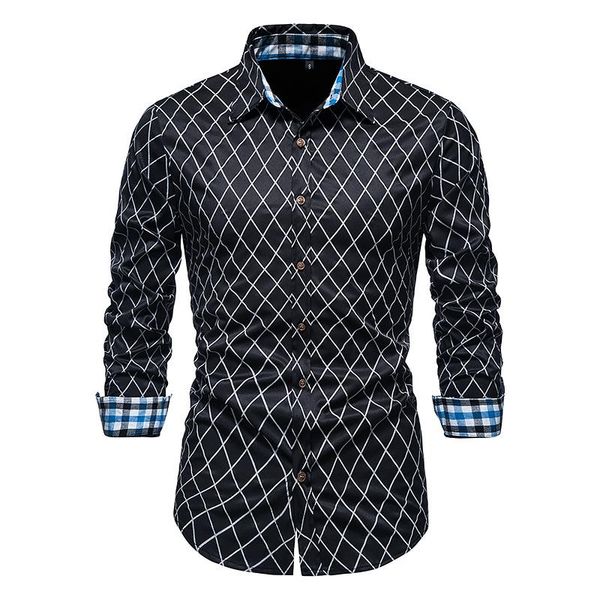 men's casual shirts parklees mens diamond plaid patchwork slim button dress shirt long sleeve business formal for men chemise homme, White;black
men's casual shirts parklees mens diamond plaid patchwork slim button dress shirt long sleeve business formal for men chemise homme, White;black