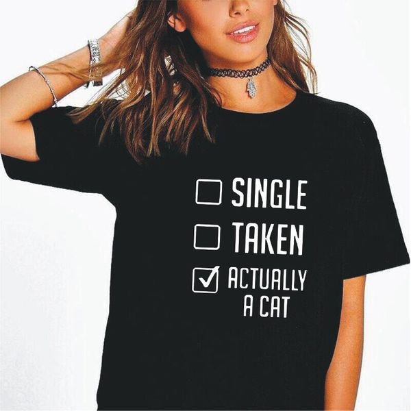 women's t-shirt funny not single or taken, actually a cat t shirt women casual summer short sleeve tee femme harajuku camiseta mujer, White
women's t-shirt funny not single or taken, actually a cat t shirt women casual summer short sleeve tee femme harajuku camiseta mujer, White