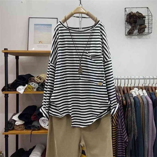 spring autumn fashion women long sleeve loose casual tshirt 100% cotton big pockets o-neck striped tee shirt femme v218 210406, White
spring autumn fashion women long sleeve loose casual tshirt 100% cotton big pockets o-neck striped tee shirt femme v218 210406, White