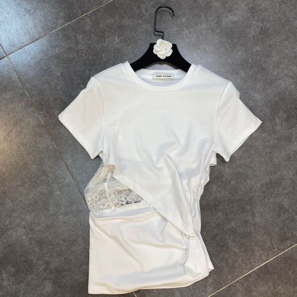 women stitching lace open back split t-shirt solid color round neck short sleeve fashion spring summer 11b050 210525, White
women stitching lace open back split t-shirt solid color round neck short sleeve fashion spring summer 11b050 210525, White