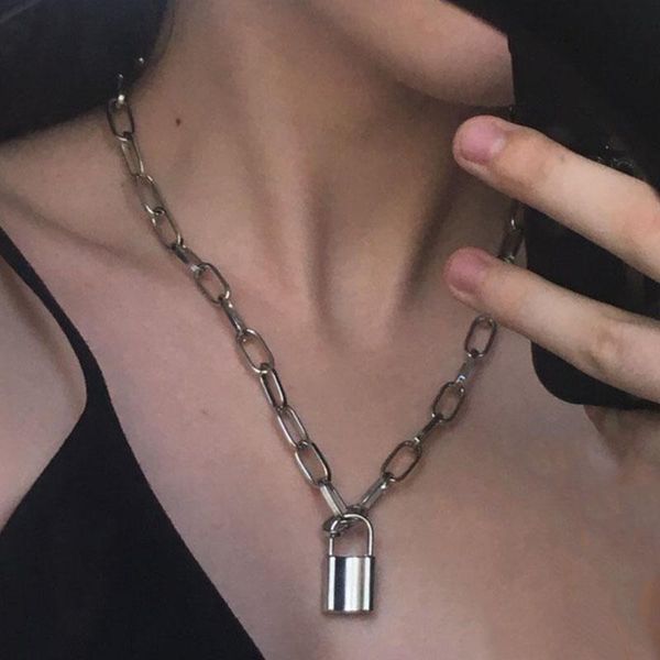 punk rock thick chain lock pendant necklace for women vintage gothic gold color choker jewelry gift necklaces, Silver
punk rock thick chain lock pendant necklace for women vintage gothic gold color choker jewelry gift necklaces, Silver