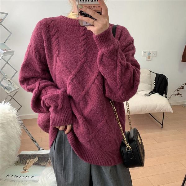 women's sweaters 2021 autumn/winter korean solid-color classic diamond plaid loose girl bi into a single-piece head sweater, White;black
women's sweaters 2021 autumn/winter korean solid-color classic diamond plaid loose girl bi into a single-piece head sweater, White;black