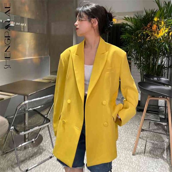 bright yellow blazer women's spring autumn notched large size double breasted long sleeve suit coat female 210427, White;black
bright yellow blazer women's spring autumn notched large size double breasted long sleeve suit coat female 210427, White;black