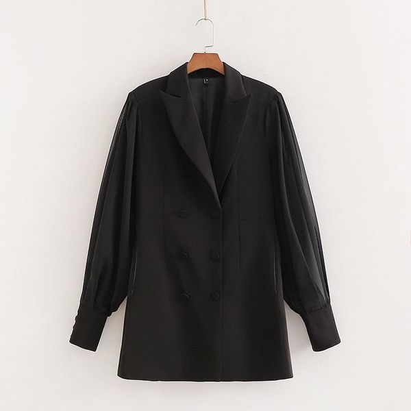 women's suits & blazers women and jackets black organza stitching chic lapel double breasted long sleeve v neck blazer female ladies co, White;black
women's suits & blazers women and jackets black organza stitching chic lapel double breasted long sleeve v neck blazer female ladies co, White;black