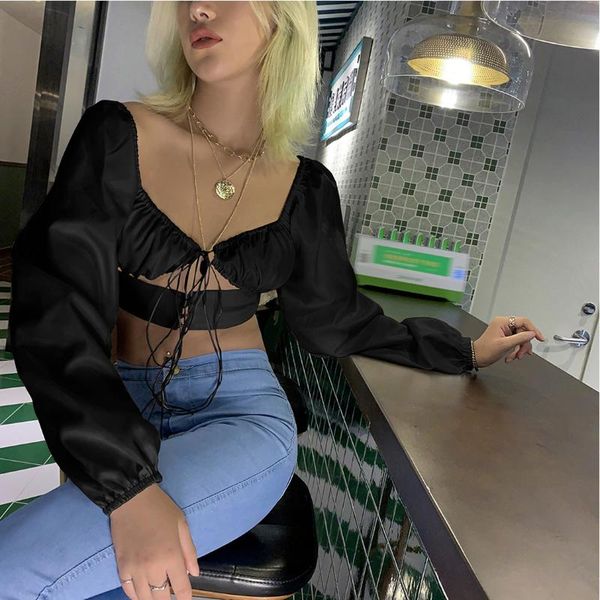 retro puff sleeve blouse shirts women summer v neck bandage cropped solid vintage and blouses female women's &, White
retro puff sleeve blouse shirts women summer v neck bandage cropped solid vintage and blouses female women's &, White