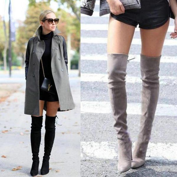 women over the knee boots fauxe suede leather elegant high heels ladies autumn female long boot woman shoes size 43, Black
women over the knee boots fauxe suede leather elegant high heels ladies autumn female long boot woman shoes size 43, Black