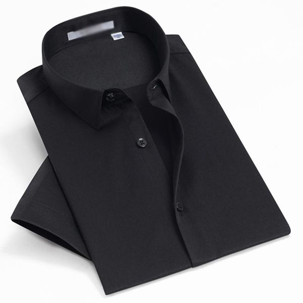 men's casual shirts 2021 selling high-quality short sleeve solid color formal business shirt brand, White;black
men's casual shirts 2021 selling high-quality short sleeve solid color formal business shirt brand, White;black