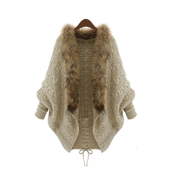 women's knits & tees cardigan with wool collar, knitted big cape, loose autumn women, cardigan collar and printed sleeve teuw, White
women's knits & tees cardigan with wool collar, knitted big cape, loose autumn women, cardigan collar and printed sleeve teuw, White