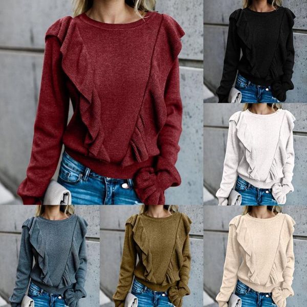 women's knits & tees women sweater elegant ruffled flare sleeve o-neck solid color oversize jumper autumn 2021 clothes, White
women's knits & tees women sweater elegant ruffled flare sleeve o-neck solid color oversize jumper autumn 2021 clothes, White