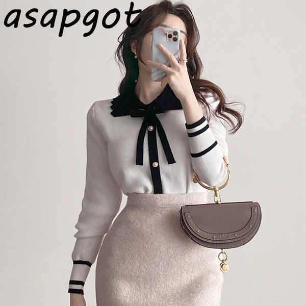 sweaters&jumpers temperament chic butterfly collar pullovers sweater lace up bow pearl button long sleeve contrast knitwear 210610, White
sweaters&jumpers temperament chic butterfly collar pullovers sweater lace up bow pearl button long sleeve contrast knitwear 210610, White
