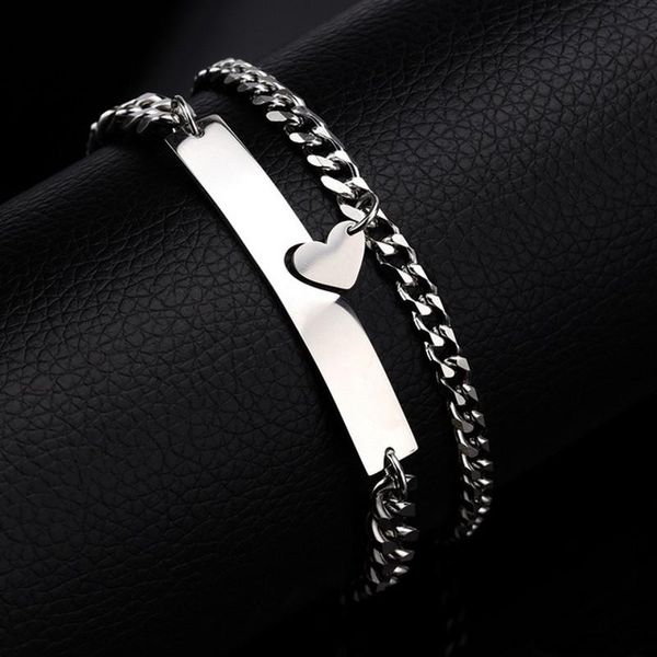 link, chain 2pcs half heart stitching bracelets friends couples love cuba fashion creative couple bracelet jewelry for women men, Black
link, chain 2pcs half heart stitching bracelets friends couples love cuba fashion creative couple bracelet jewelry for women men, Black