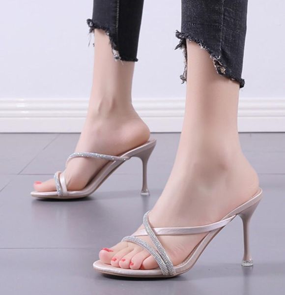 women summer modern slippers 2021 high heels slip on open toe slides casual outdoor narrow band rhinestone sandals, Black
women summer modern slippers 2021 high heels slip on open toe slides casual outdoor narrow band rhinestone sandals, Black