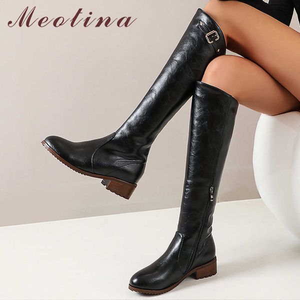 meotina women western boots shoes buckle mid heel knee-high boots zipper chunky heels fashion long boot ladies winter black 210608
meotina women western boots shoes buckle mid heel knee-high boots zipper chunky heels fashion long boot ladies winter black 210608