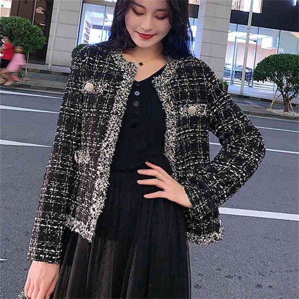 womens black tweed jackets plaid coats autumn small fragrance long sleeve elegant tassel open stitch outerwear 210514, Black;brown
womens black tweed jackets plaid coats autumn small fragrance long sleeve elegant tassel open stitch outerwear 210514, Black;brown