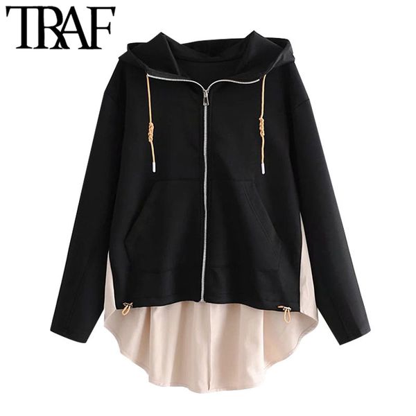 traf women fashion back pleated patchwork loose hoodies vintage long sleeve pockets female pullovers chic 210415, Black
traf women fashion back pleated patchwork loose hoodies vintage long sleeve pockets female pullovers chic 210415, Black
