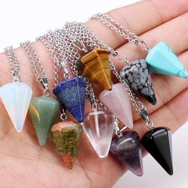 natural gemstone pendant necklace crystal healing chakra reiki silver stone hexagonal prisme cone pendulum charm necklaces
natural gemstone pendant necklace crystal healing chakra reiki silver stone hexagonal prisme cone pendulum charm necklaces