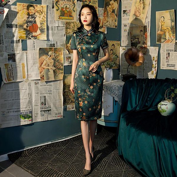 chinese elegant knee-length cheongsam vintage short sleeve printed rayon satin qipao ladies festival party split wedding dress ethnic clothi, Red
chinese elegant knee-length cheongsam vintage short sleeve printed rayon satin qipao ladies festival party split wedding dress ethnic clothi, Red