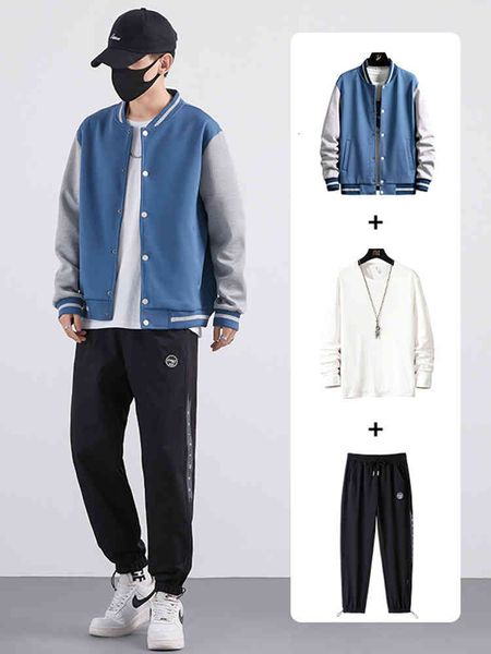 tracksuits autumn men's suit fashion trend baseball jacket brand leisure sports student three piece versatile, Gray
tracksuits autumn men's suit fashion trend baseball jacket brand leisure sports student three piece versatile, Gray