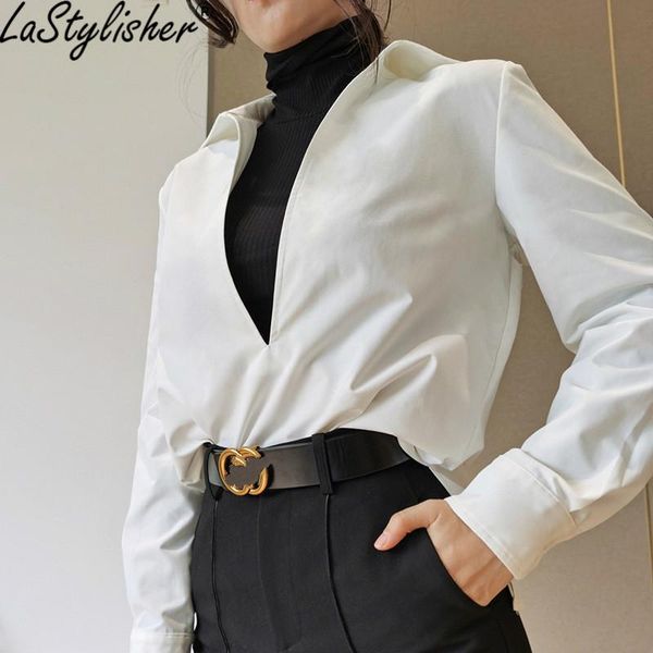 women's blouses & shirts casual autumn elegant shirt long sleeve fashion blouse turn-down v collar white women streetwear 
women's blouses & shirts casual autumn elegant shirt long sleeve fashion blouse turn-down v collar white women streetwear