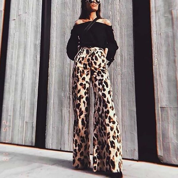 women's pants & capris leopard wide leg loose sweat sudadera mujer pantalon casual women high waist trousers, Black;white
women's pants & capris leopard wide leg loose sweat sudadera mujer pantalon casual women high waist trousers, Black;white