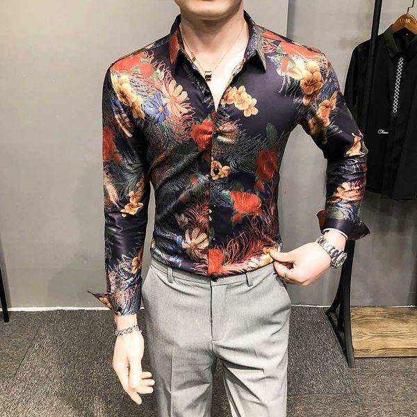 fashion men's shirt floral print long sleeve button turn-down collar shirts streetwear blouse social party men clothing 210527, White;black
fashion men's shirt floral print long sleeve button turn-down collar shirts streetwear blouse social party men clothing 210527, White;black