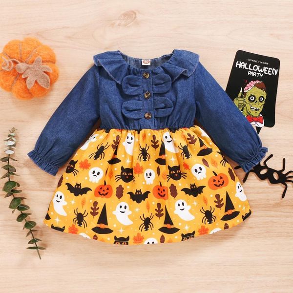 girl's dresses 3-6 month clothes birthday baby girl long sleeve outfit denim ruffled halloween cartoon print toddler girls dress 1023, Red;yellow
girl's dresses 3-6 month clothes birthday baby girl long sleeve outfit denim ruffled halloween cartoon print toddler girls dress 1023, Red;yellow