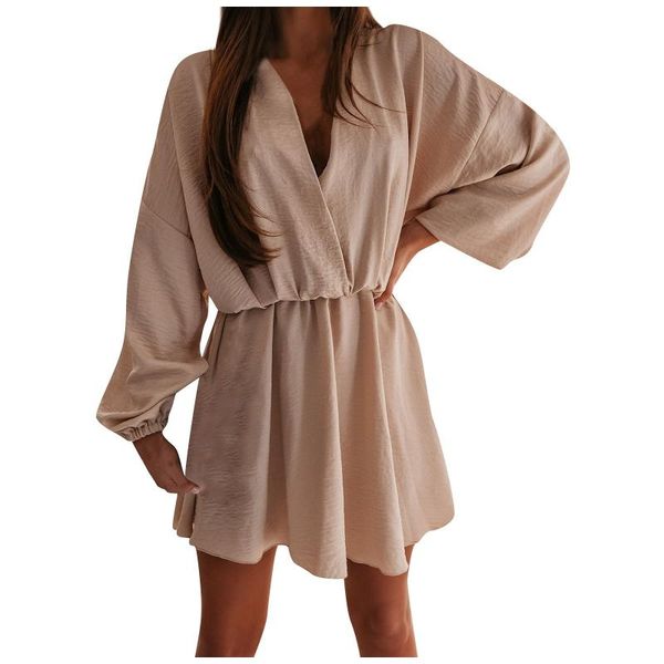 casual dresses drawstring solid woman's dress v-neck loose long sleeve knee-length mini business women vestido de mujer, Black;gray
casual dresses drawstring solid woman's dress v-neck loose long sleeve knee-length mini business women vestido de mujer, Black;gray