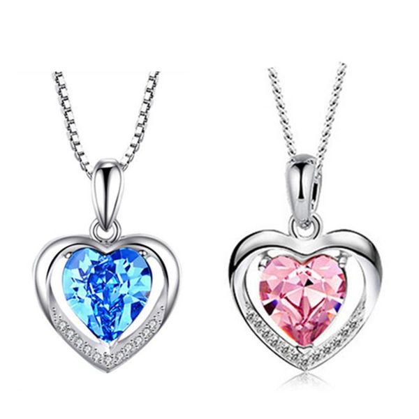 pendant necklaces eternal heart blue crystal love necklace fashion clavicle chain, Silver
pendant necklaces eternal heart blue crystal love necklace fashion clavicle chain, Silver