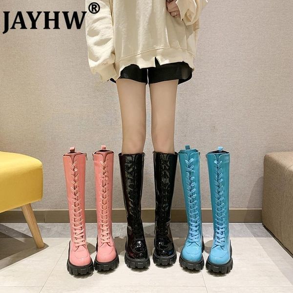 boots jayhw female patent leather lace up platform knight winter candy colored women over the knee, Black
boots jayhw female patent leather lace up platform knight winter candy colored women over the knee, Black