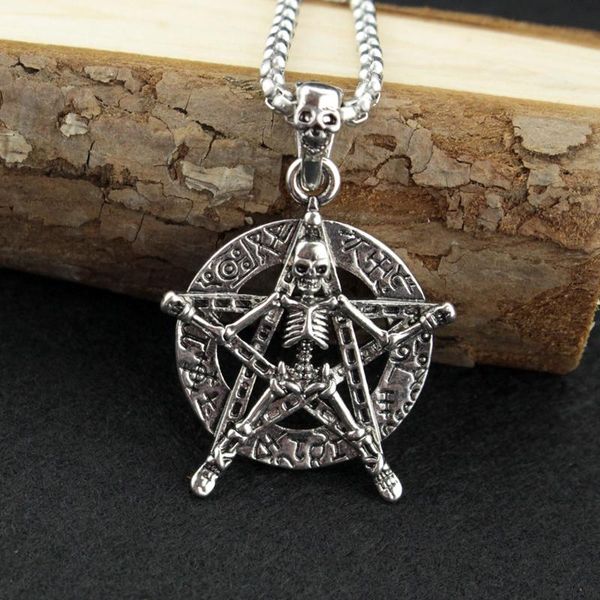 large antique style pentagram with crucified skeleton statement pendant necklace vintage star biker jewelry 60 cm necklaces, Silver
large antique style pentagram with crucified skeleton statement pendant necklace vintage star biker jewelry 60 cm necklaces, Silver
