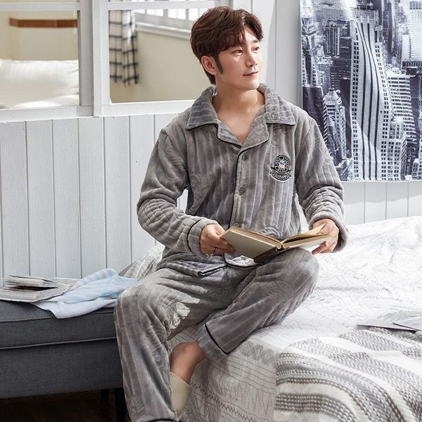 men's sleepwear men grey flannel pajamas autumn winter long sleeve pyjamas warm thick homewear, Black;brown
men's sleepwear men grey flannel pajamas autumn winter long sleeve pyjamas warm thick homewear, Black;brown